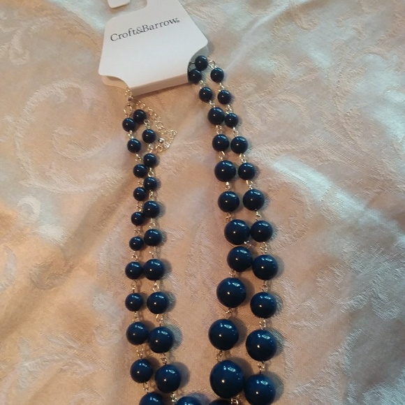 croft & barrow Jewelry Croft Barrow Blue Beads Double Chain Necklace Poshmark